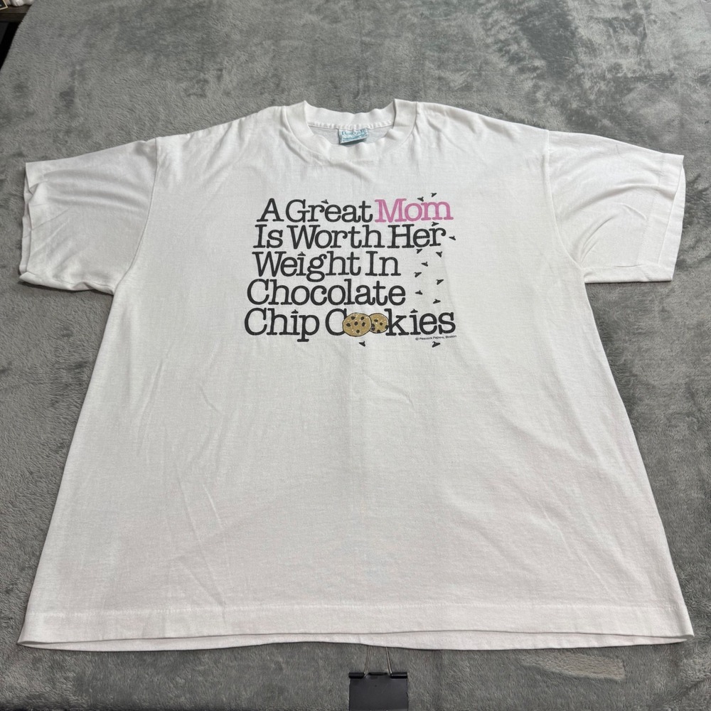 Vintage 90s Single Stitch Peacock Papers Mom Chocolate‎ Chip Cookie T-Shirt XL